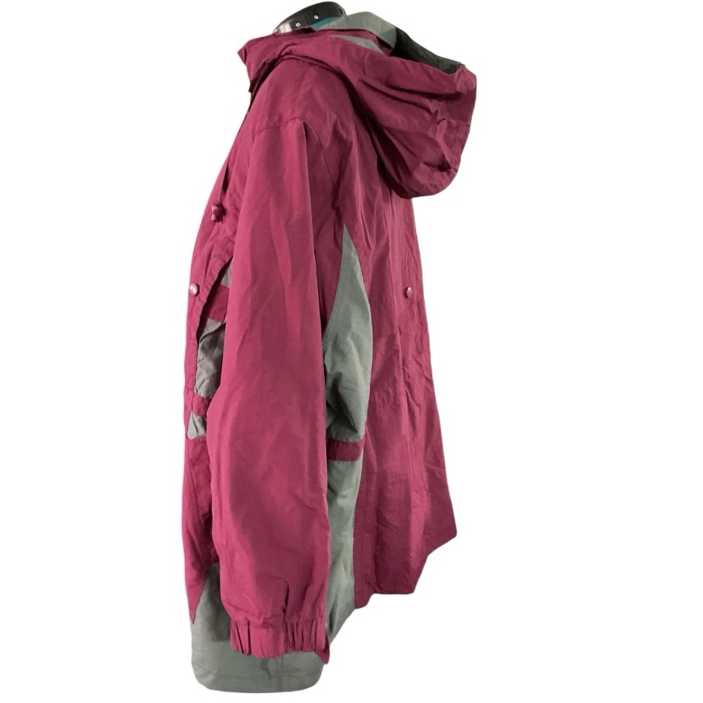 🦄 NWOT Stylish Women's Maroon & Gray Raincoat P:31” L:34” (Sz 30/32 3X) - Picture 4 of 6